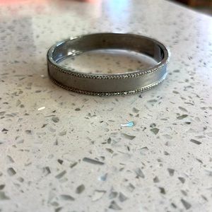 Sterling silver bangle with diamond border